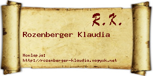 Rozenberger Klaudia névjegykártya